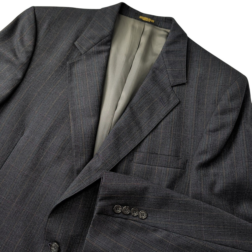 Evan-Picone Mens Gray Glen Plaid Blazer Sport Coat Two Button Made in USA 44R